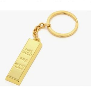 Gold bar bullion brick carats keyring keychain queen engraving.